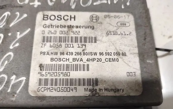 Peugeot 407 Gearbox control unit/module 0260002922 ZF6058001139