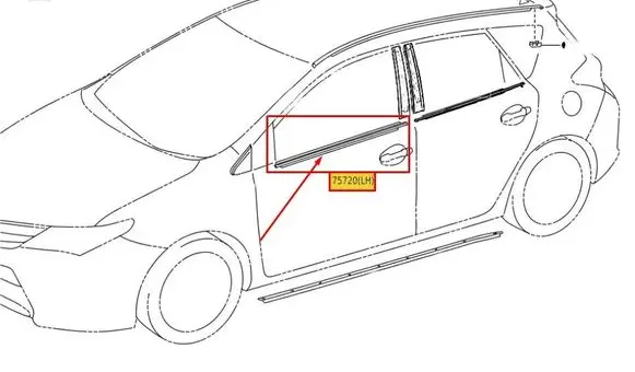Toyota Auris E180 Front door windshield rail 7572012890