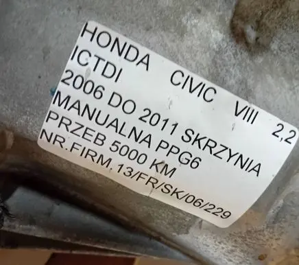 Honda Civic Manual 6 speed gearbox PPG6
