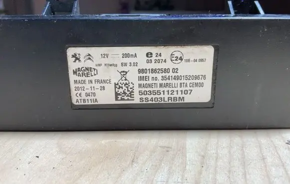 Peugeot 508 GPS navigation control unit/module 980186258002 503551121107 354149015209676