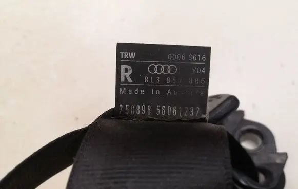 Audi A3 S3 8L Rear seatbelt 00064577 8L3857806 00063616