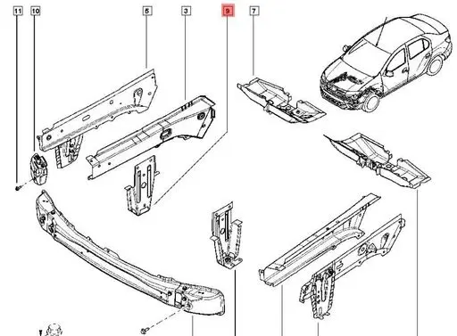 Dacia Sandero II Front side member 751262307R
