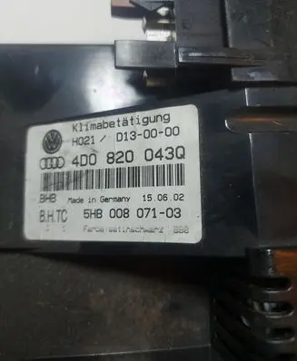 Audi A8 S8 D2 4D Climate control unit 4D0820043Q