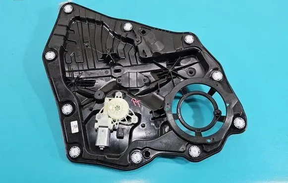 Rear door window regulator with motor