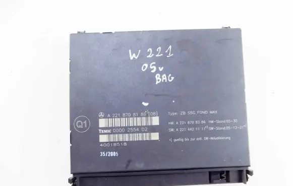 Mercedes-Benz S W221 Seat control module a22187081860