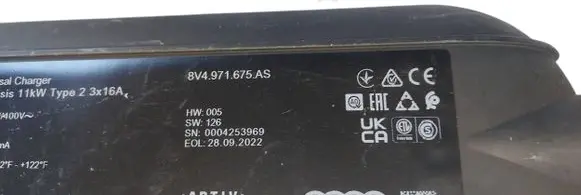 Audi e-tron Electric car charging cable 8V4971675AS 0004253969 28092022