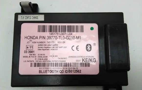 Honda Accord Bluetooth control unit module 39770TL0G010M1