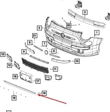Fiat 500 Front bumper splitter molding 0051861057