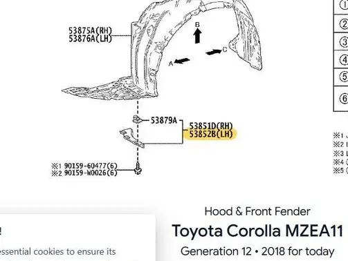 Toyota Corolla E210 E21 Front mudguard 53852-02200