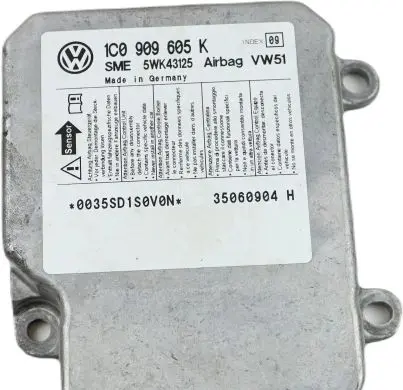 Volkswagen Polo IV 9N3 Airbag control unit/module 1C0909605K 5WK43125