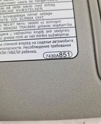 Mitsubishi ASX Sun visor 7430A851