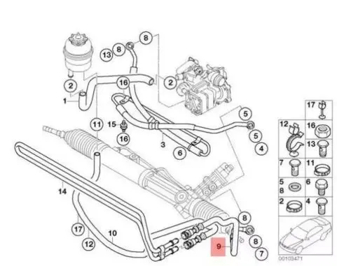 BMW 3 E46 Power steering hose/pipe/line 32416752946 6752946