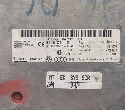 Audi A6 S6 C6 4F Bluetooth control unit module 4E0862335 4E0910336A