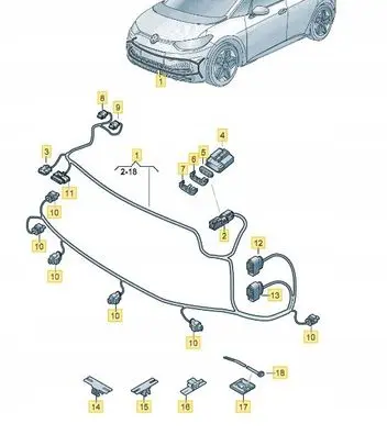 Volkswagen ID.4 Parking sensor (PDC) wiring loom 10A971095