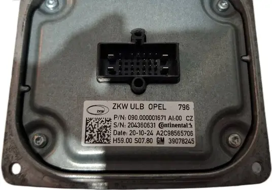 Opel Astra K LED ballast control module 090000001671 204360631 A2C98565706