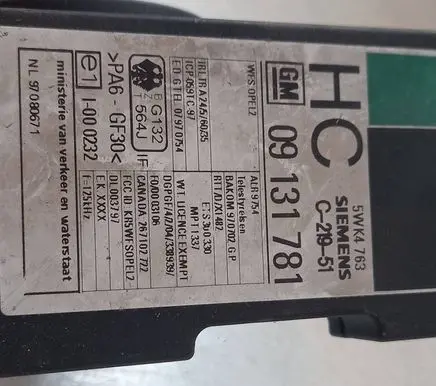 Opel Astra G Immobiliser reader (aerial) 09131781 5WK4763