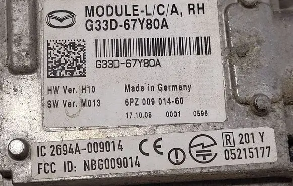 Mazda 6 Blind spot module G33D67Y80A