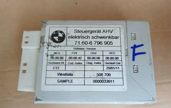 BMW 7 F01 F02 F03 F04 Tow bar trailer control unit/module 6796905 7160-6796905