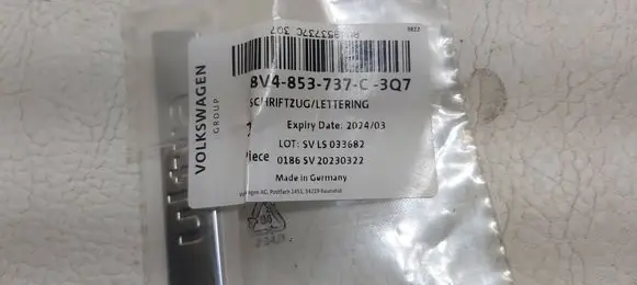 Audi A3 S3 8V Rear door emblem/model letters 8V4853737C