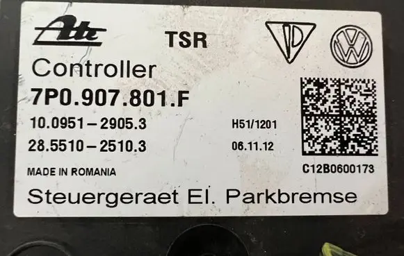 Volkswagen Touareg II Hand brake control module 7P0907801F 10095129053