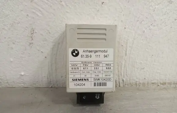 BMW 5 E60 E61 Tow bar relay 9111947 61359111947 5WK10420D