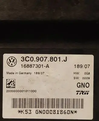 Volkswagen PASSAT B7 Hand brake control module 3C0907801J 16887301A GN00081860N