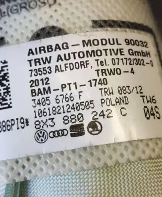 Audi A1 Seat airbag 8X3880242C 34056766F 1061821240505