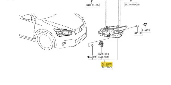 Lexus CT 200H Headlight/headlamp 8114576061