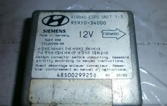 Hyundai Sonata Airbag control unit/module 9591034000