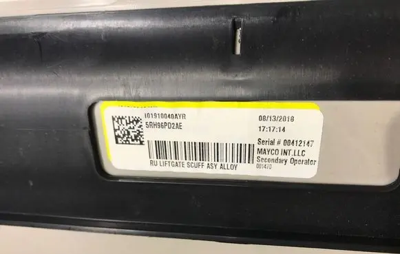 Chrysler Pacifica Trunk/boot sill cover protection 5RH96PD2AE