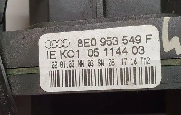 Audi A4 S4 B6 8E 8H Wiper turn signal indicator stalk/switch 8E0953549F IEK0105114403
