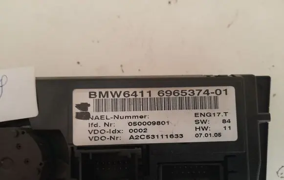 BMW 1 E81 E87 Air conditioning/heating control unit 6965374 050009801 A2C53111633