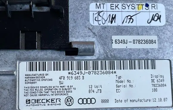 Audi A6 S6 C6 4F Screen/display/small screen 4F0919603B 6349J078236084 6349I078236084