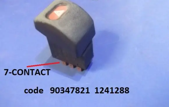 Opel Astra F Hazard light switch 90347821 1241288