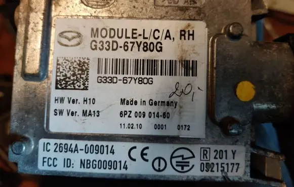 Mazda 6 Blind spot module G33D67Y80G