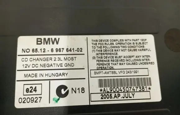 BMW 3 E90 E91 CD/DVD changer 6967641 65126967641