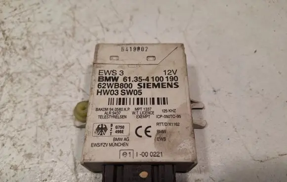 BMW 3 E46 Immobilizer control unit/module 62WB800 61354100190 HW03SW05