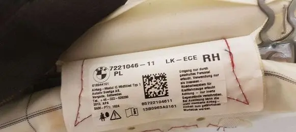 BMW 3 F30 F35 F31 Roof airbag 722104611 7221046