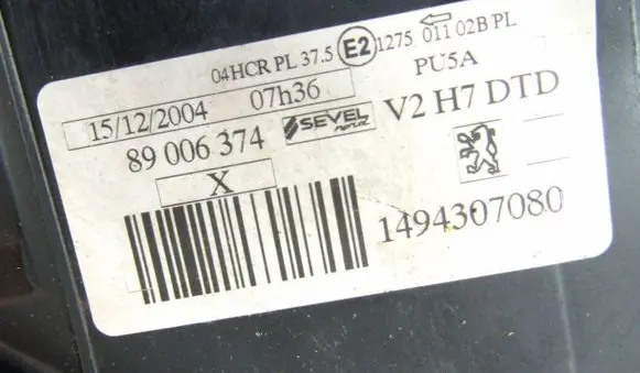 Peugeot 807 Headlight/headlamp 89006374
