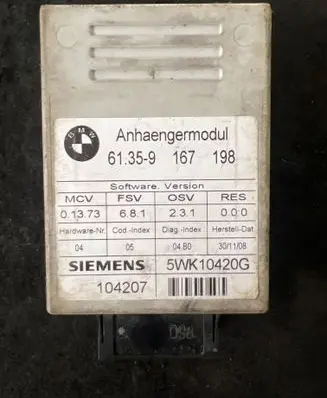 BMW 5 E60 E61 Tow bar trailer control unit/module 9167198 61359167198