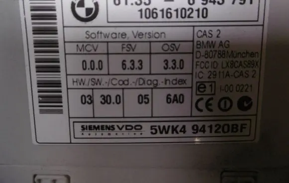 BMW 5 E60 E61 CAS control unit/module 6943791 5WK494120BF