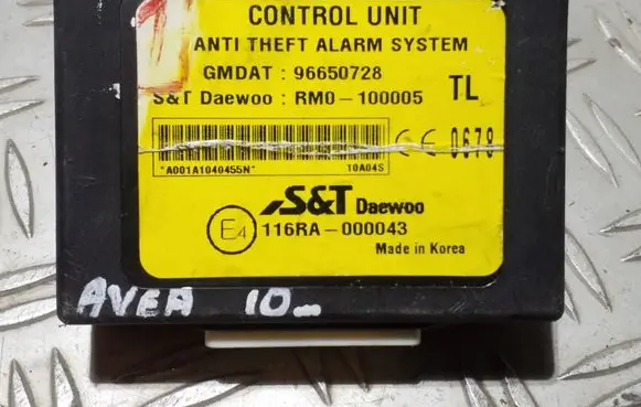 Chevrolet Aveo Alarm control unit/module 96650728 RM0100005 116RA000043