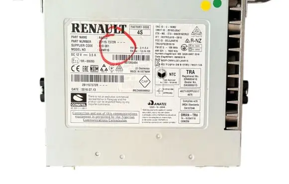 Renault Megane IV Head unit multimedia control 281157372R 20180713