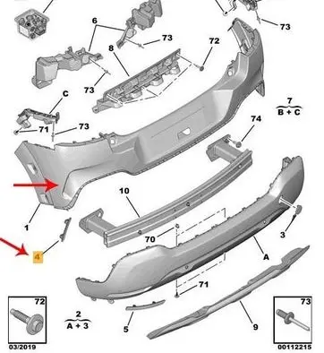 Rear bumper trim bar molding