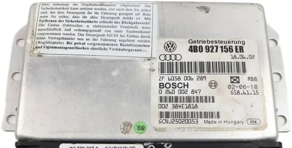 Audi A6 S6 C5 4B Gearbox control unit/module 4B0927156ER 0260002847 ZF6058006289