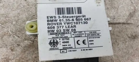 BMW 3 E46 Immobilizer control unit/module 61356905667 YWC107130 608377LEAR