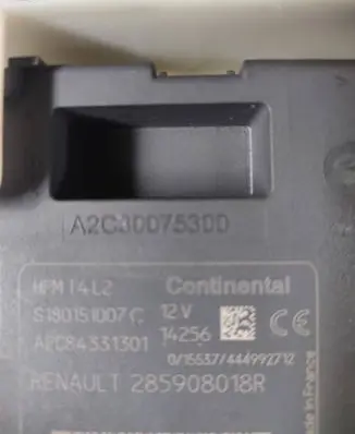 Renault Clio IV Ignition key card reader A2C30075300 285908018R A20C84331301