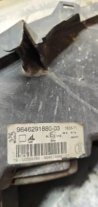 Peugeot 307 Headlight/headlamp 9646291880 00529790 424519999