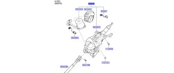 KIA Optima Steering column universal joint 563102T301