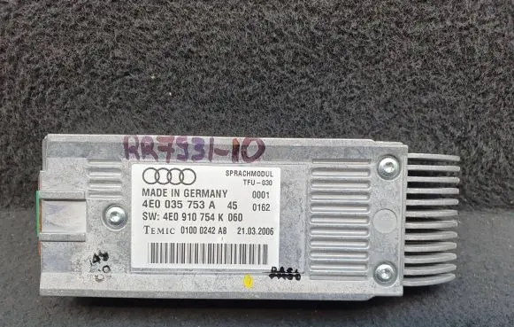 Audi A4 S4 B7 8E 8H Voice control module 4E0035753A 4E0910754K
